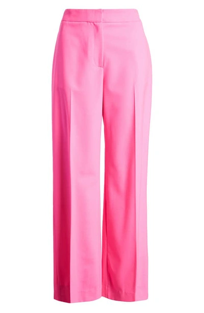 Shop Argent Stretch Wool Wide Leg Trousers In Bright Pink