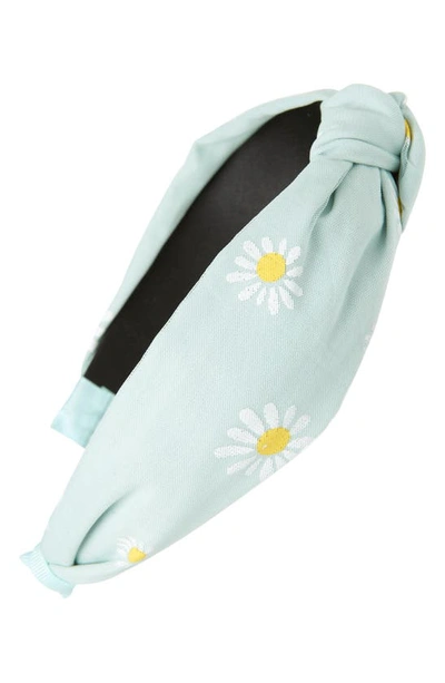 Shop Capelli New York Kids' Knotted Daisy Headband In Mint