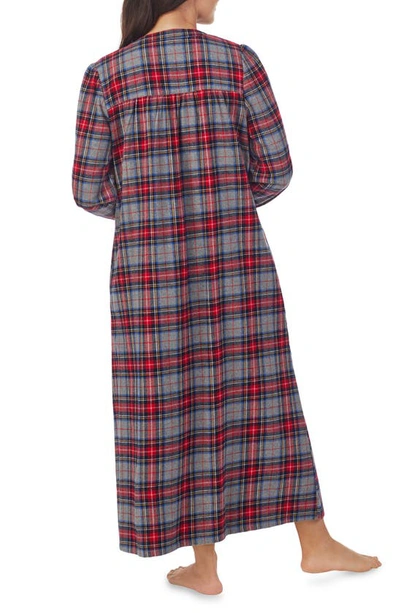 Lanz Of Salzburg Ballet Long Sleeve Flannel Nightgown In Grey Pld
