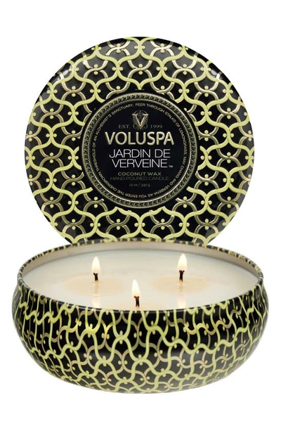 Shop Voluspa Jardin De Verveine 3-wick Tin Candle, One Size oz In Black Tones