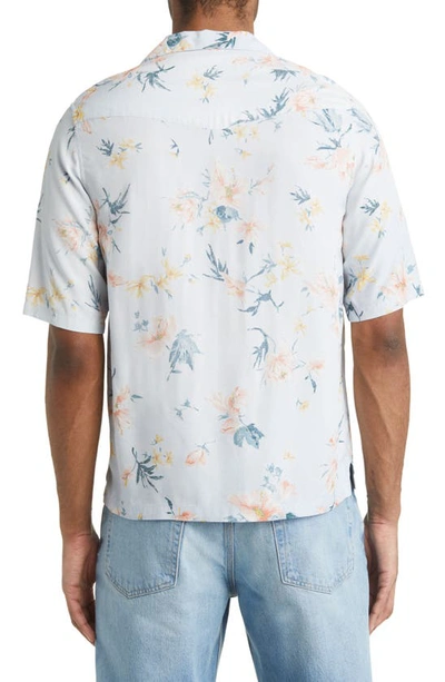 Shop Officine Generale Eren Floral Short Sleeve Button-up Shirt In Blue/ Orange/ Yellow
