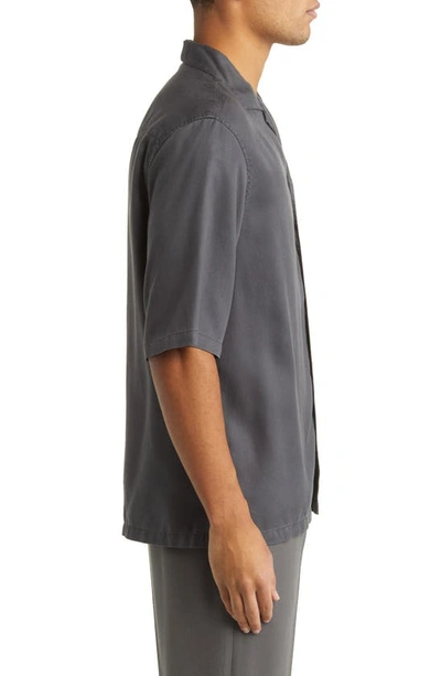 Shop Officine Generale Eren Short Sleeve Button-up Shirt In Asphalt