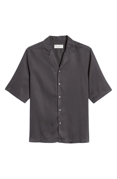 Shop Officine Generale Eren Short Sleeve Button-up Shirt In Asphalt