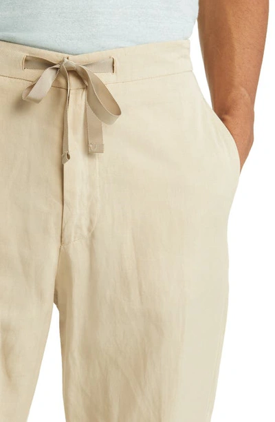 Shop Officine Generale Joseph Garment Dye Drawstring Pants In Latte