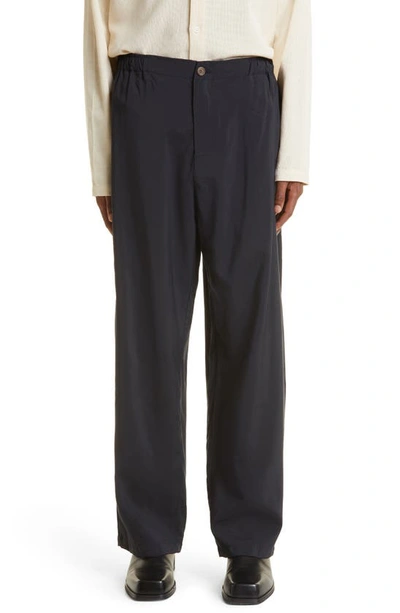 Shop Our Legacy Luft Relaxed Straight Leg Trousers In Black Liquid Viscose
