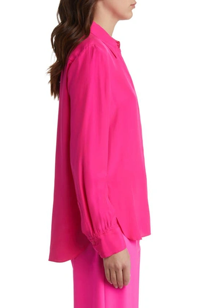 Shop Argent Silk Charmeuse Blouse In Bright Pink