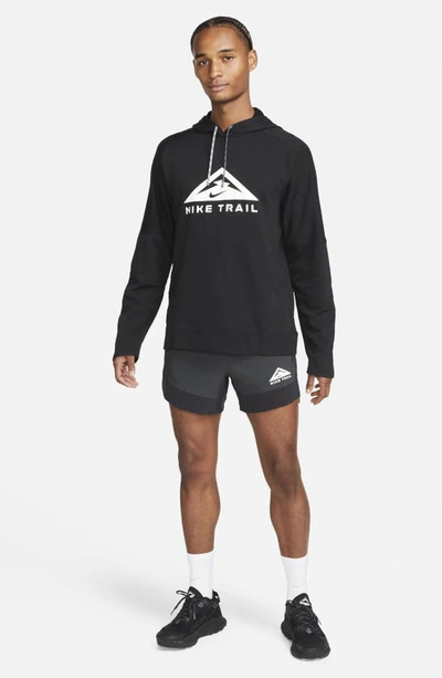 Shop Nike Dri-fit Trail Running Hoodie In Black/ Black/ White