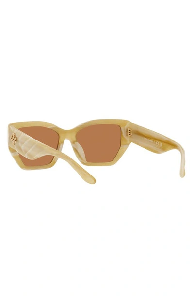 Shop Tory Burch 53mm Rectangular Sunglasses In Ivory