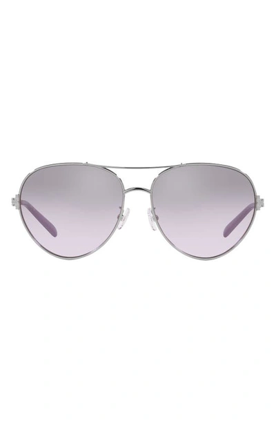 Shop Tory Burch 58mm Gradient Mirrored Pilot Sunglasses In Violet