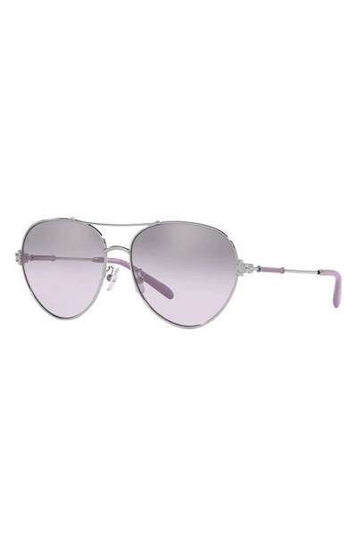 Shop Tory Burch 58mm Gradient Mirrored Pilot Sunglasses In Violet