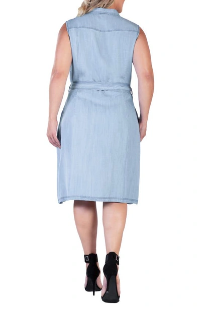 Shop S And P Sleeveless Chambray Shirtdress In Boundless Blue