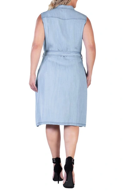 S And P Sleeveless Chambray Shirtdress In Boundless Blue
