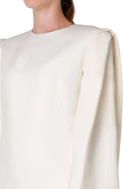 Shop Akris Long Sleeve Double Face Linen Dress In Ecru