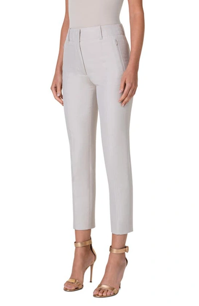 Shop Akris Connor Cotton & Silk Blend Ankle Pants In Greige