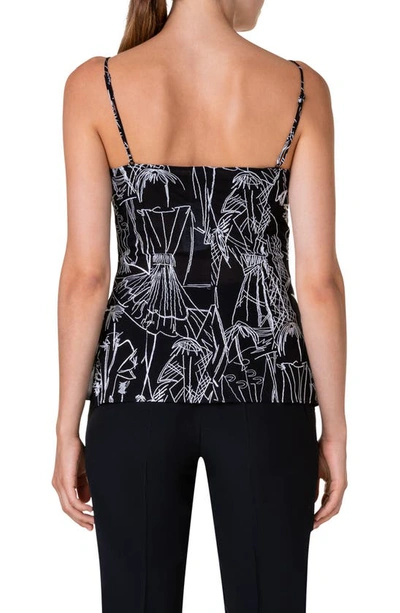 Shop Akris Croquis Embroidery Techno Tulle Top In Black-white