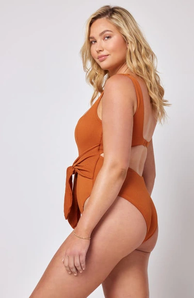 Shop L*space Balboa Tie Waist One-piece Swimsuit In Amber