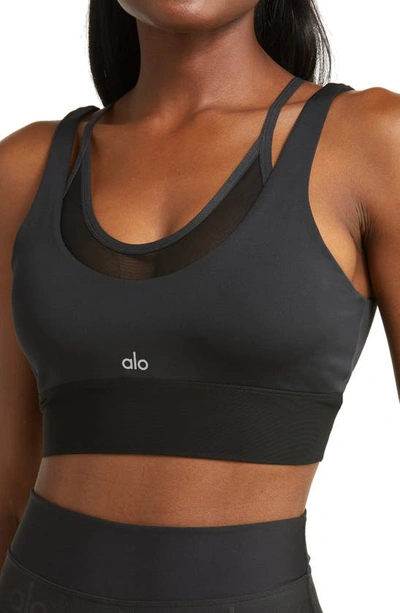 Shop Alo Yoga Airlift Double Trouble Sports Bra In Black