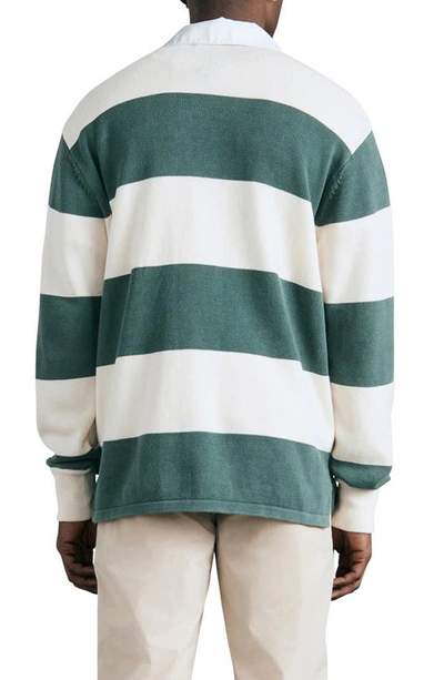 Shop Rag & Bone Eton Rugby Long Sleeve Knit Organic Cotton Polo In Green Stripe