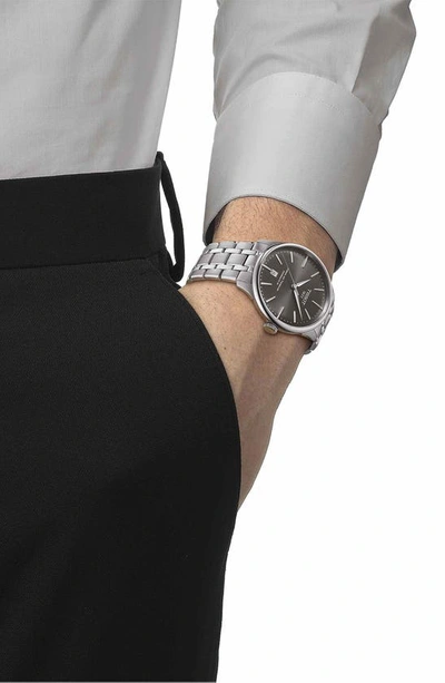 Shop Tissot Chemin Des Tourelles Powermatic 80 Bracelet Watch, 39mm In Grey/ Silver