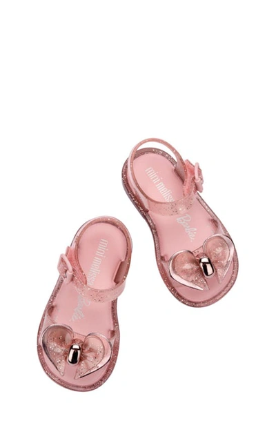 Shop Melissa X Barbie Mini Mar Sandal In Pink Glitter