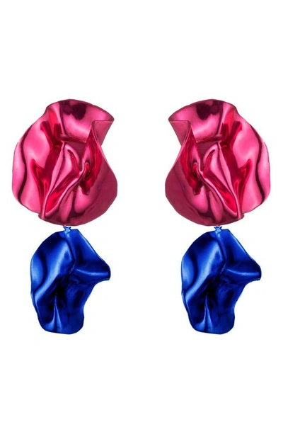 Sterling King Pink Flashback Fold Earrings In Fuchsia - Cobalt