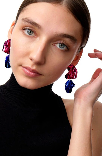 Sterling King Pink Flashback Fold Earrings In Fuchsia - Cobalt