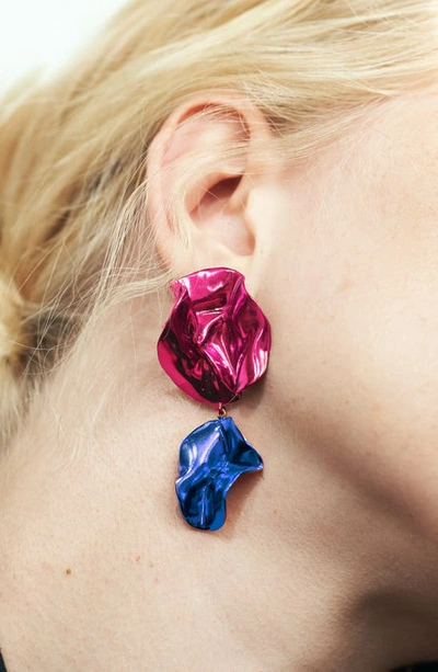 Shop Sterling King Flashback Fold Drop Earrings In Fuchsia - Cobalt