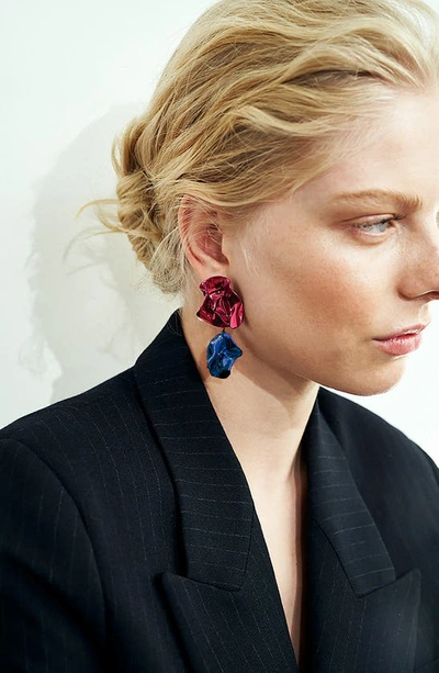 Sterling King Pink Flashback Fold Earrings In Fuchsia - Cobalt