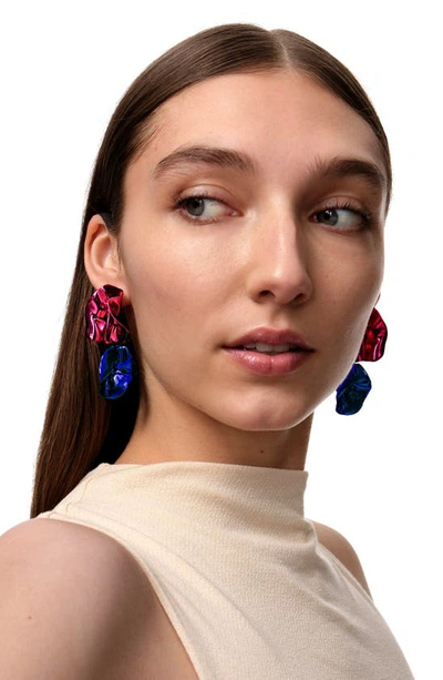 Sterling King Pink Flashback Fold Earrings In Fuchsia - Cobalt