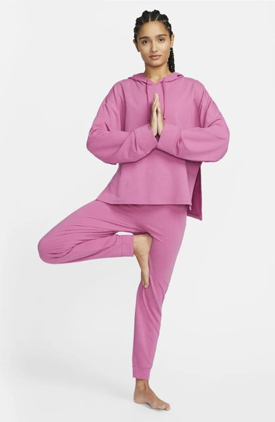 Shop Nike Yoga Dri-fit Hoodie In Cosmic Fuchsia/ Iron Grey