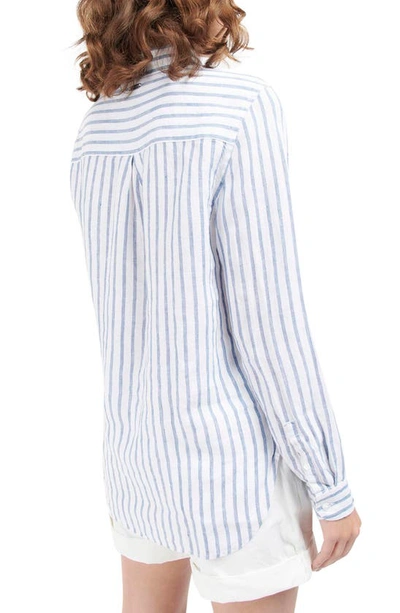Shop Barbour Marine Stripe Linen Shirt In Allure Blue
