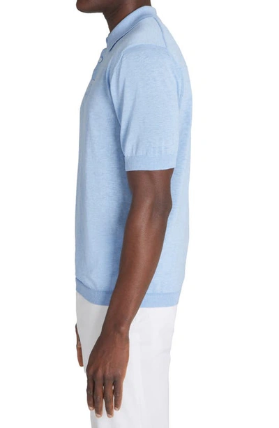Jack Victor Tupper Organic Cotton & Silk Polo In Light Blue