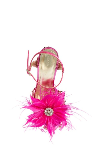 Shop Azalea Wang Kiki Feather Embellished Platform Sandal In Fuchsia
