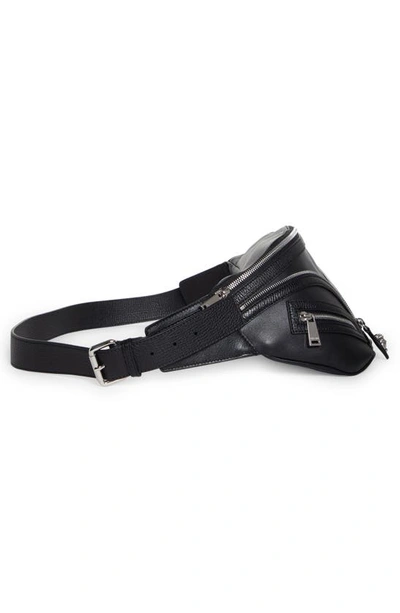 Shop Versace Moto Leather Belt Bag In Black/ Palladium