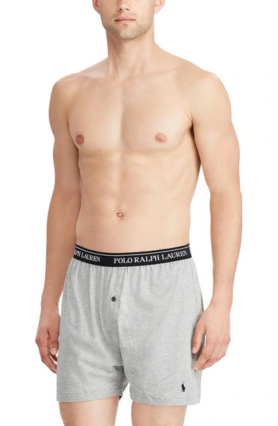 Shop Polo Ralph Lauren Assorted 5-pack Knit Cotton Boxers In Grey Assorted