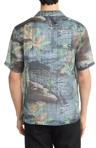 Shop Allsaints Aquila Relaxed Fit Tropical Print Short Sleeve Button-up Shirt In Black Multi