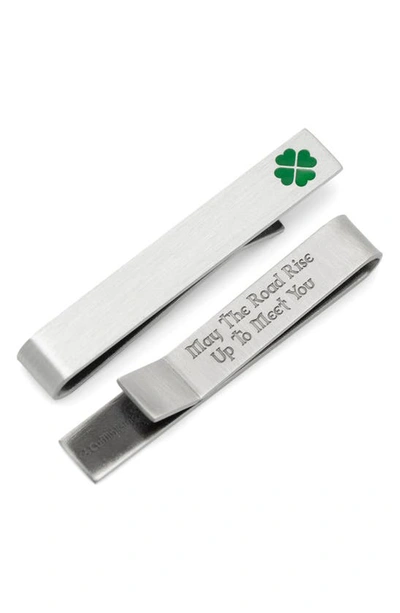 Shop Cufflinks, Inc . Shamrock & Message Tie Bar In Silver