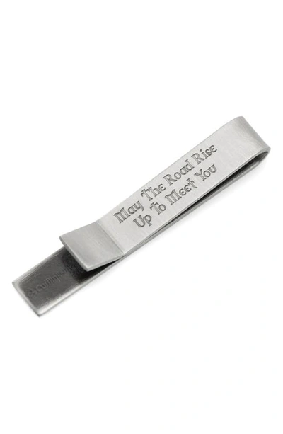 Shop Cufflinks, Inc . Shamrock & Message Tie Bar In Silver