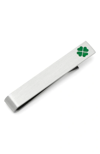 Cufflinks, Inc . Shamrock & Message Tie Bar In Silver
