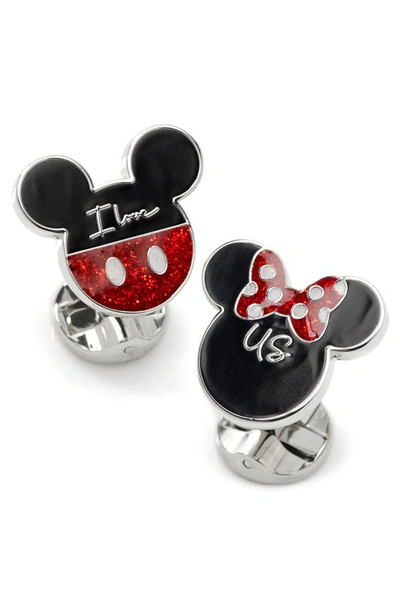 Shop Cufflinks, Inc . X Disney Mickey & Minnie 'i Love Us' Cuff Links In Black