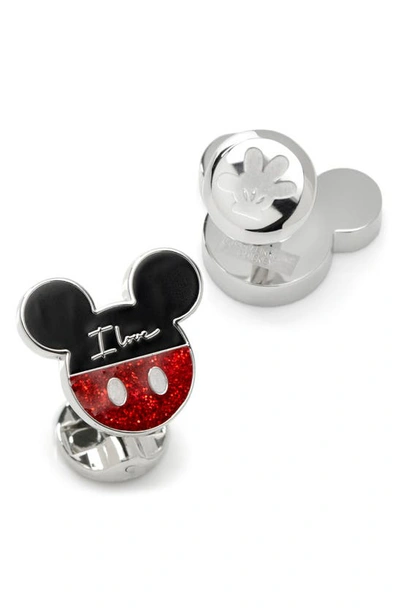 Shop Cufflinks, Inc . X Disney Mickey & Minnie 'i Love Us' Cuff Links In Black