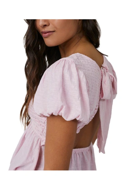 Shop Free People Smocked Open Back Peplum Cotton Top In Sugar Spoonful