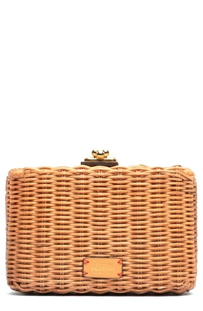 Frances Valentine Paige Wicker Clutch In Toast