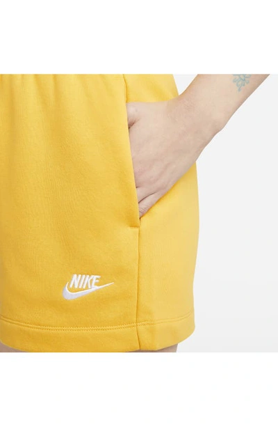 Nike Women's  Sportswear Club Fleece Mid-rise Shorts In Yellow Ochre/ White