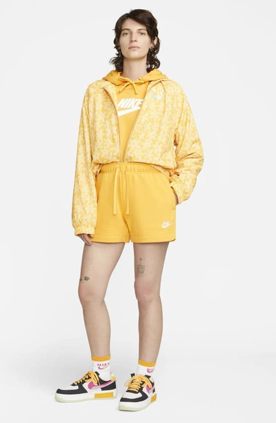 Nike Women's  Sportswear Club Fleece Mid-rise Shorts In Yellow Ochre/ White
