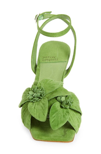 Shop Jeffrey Campbell Honolulu Floral Sandal In Dusty Green Suede