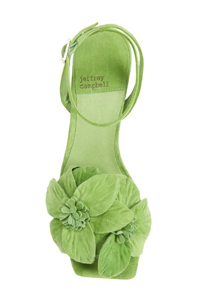 Shop Jeffrey Campbell Honolulu Floral Sandal In Dusty Green Suede