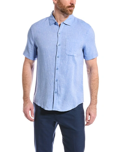 Shop Magaschoni Linen-blend Woven Shirt In Blue