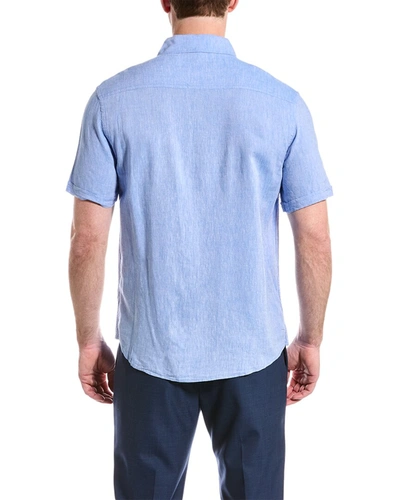 Shop Magaschoni Linen-blend Woven Shirt In Blue