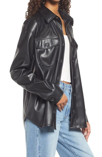Thread & Supply Faux Leather Shirt Jacket In Black